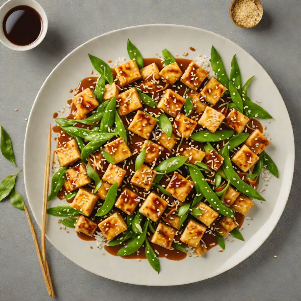 Quick Stir-Fried Tofu with Snow Peas and Ginger-Sesame Sauce