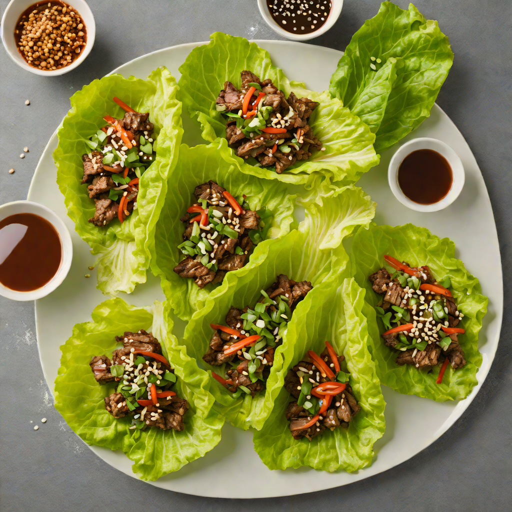 Korean-Style Beef Bulgogi Lettuce Wraps with Sesame Ginger Sauce