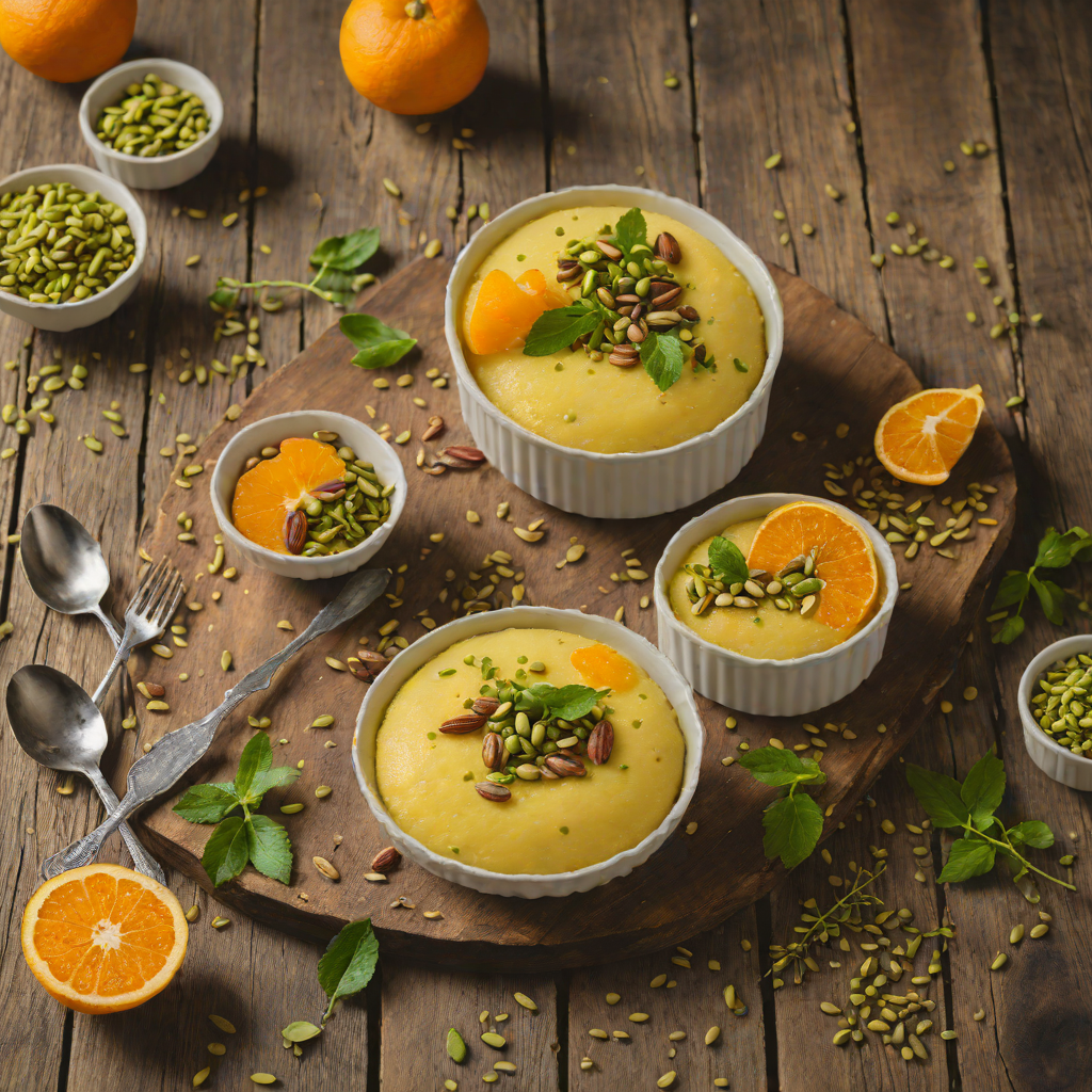 Orange-Cardamom Semolina Pudding with Pistachio Garnish