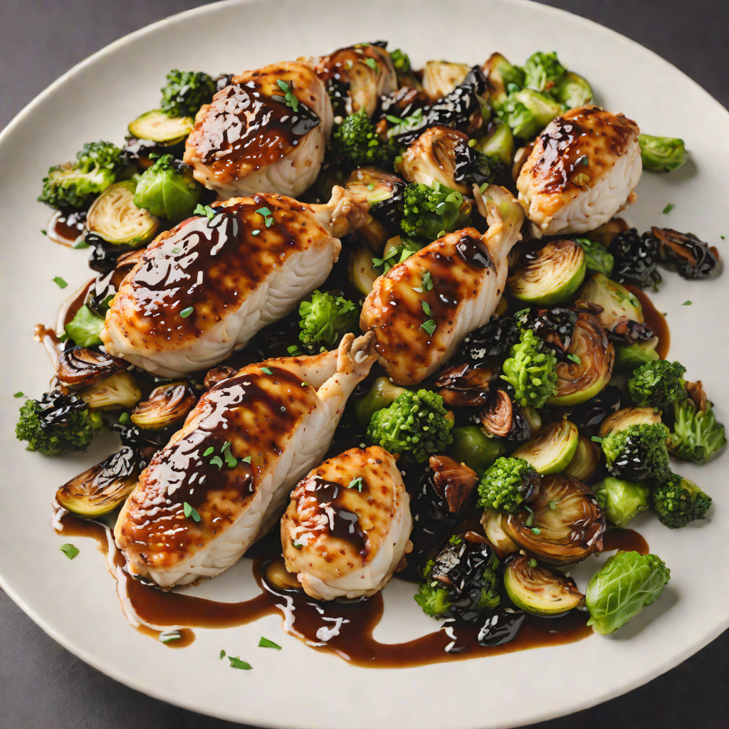 Sautéed Chicken with Maple-Balsamic Glaze and Roasted Brussels Sprouts