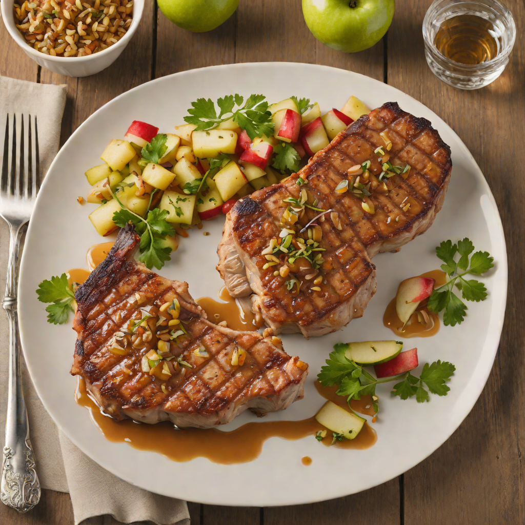 Grilled Lake County Smoked Pork Chops with Apple-Onion Relish