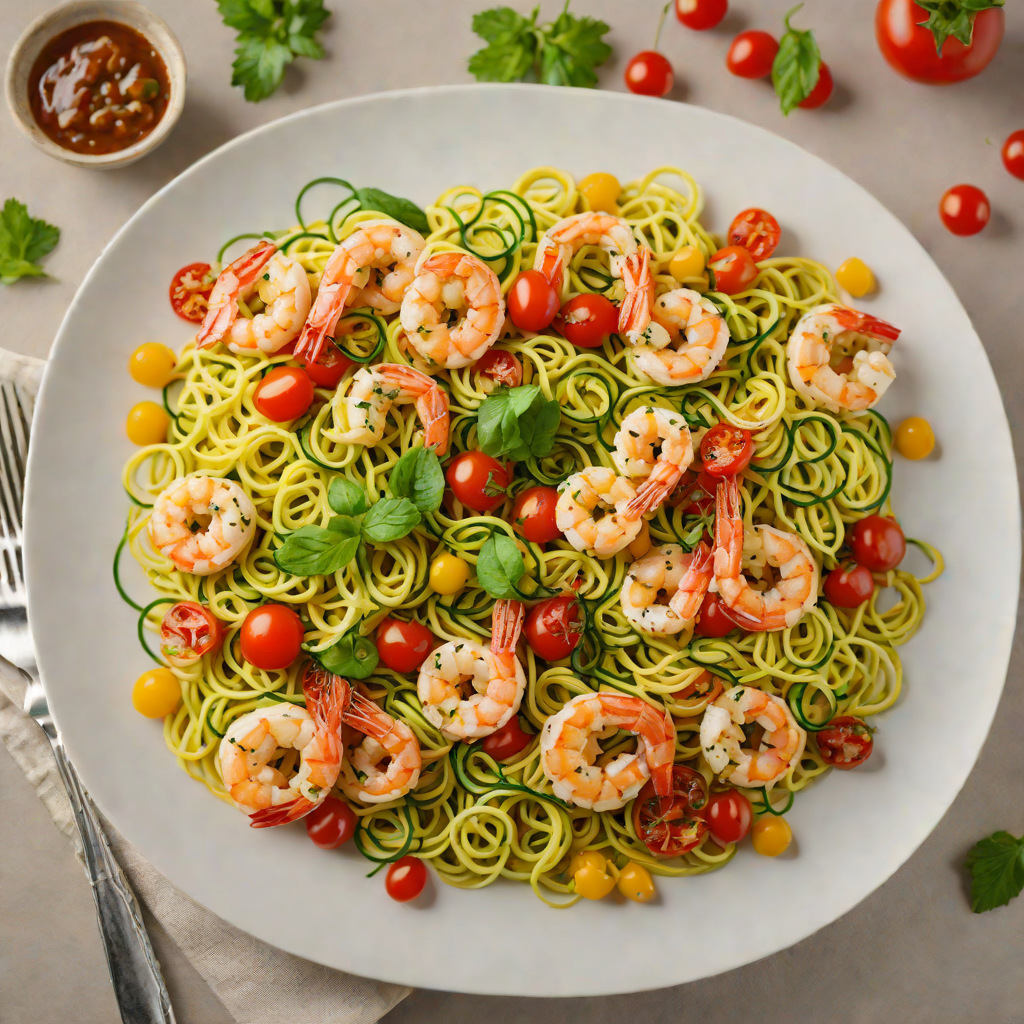 Sautéed Shrimp with Garlic, Cherry Tomatoes, and Zucchini Noodles