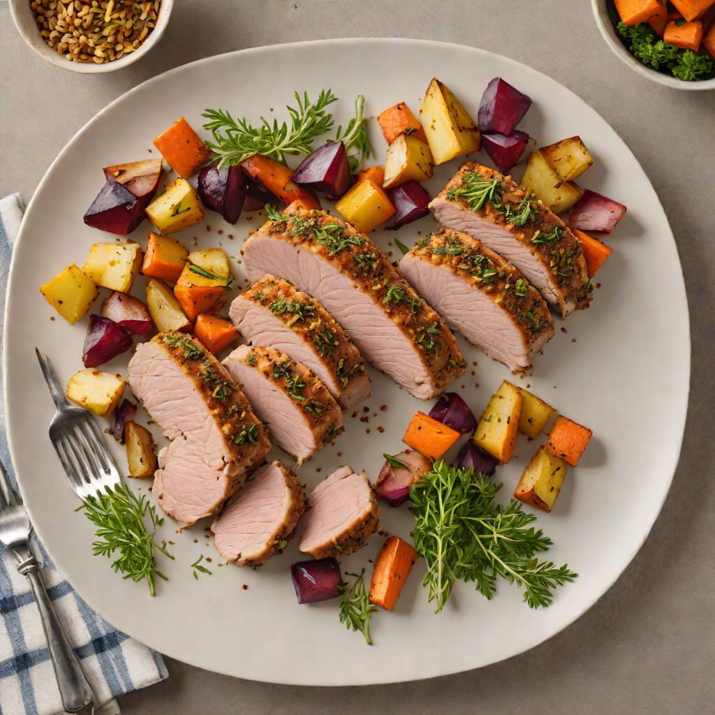 Sheet Pan Herb-Crusted Pork Tenderloin with Roasted Root Vegetables