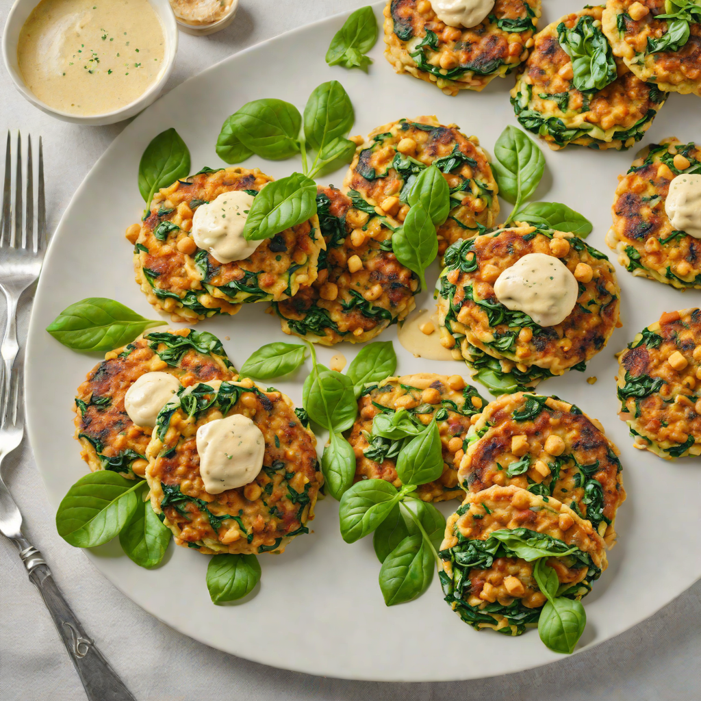 Pan-Fried Chickpea and Spinach Patties with Tahini Sauce