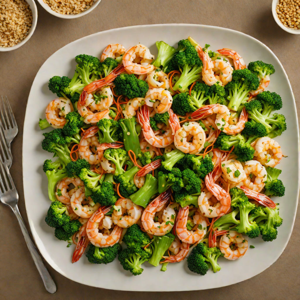 Sautéed Shrimp and Broccoli Stir Fry with Garlic-Sesame Sauce