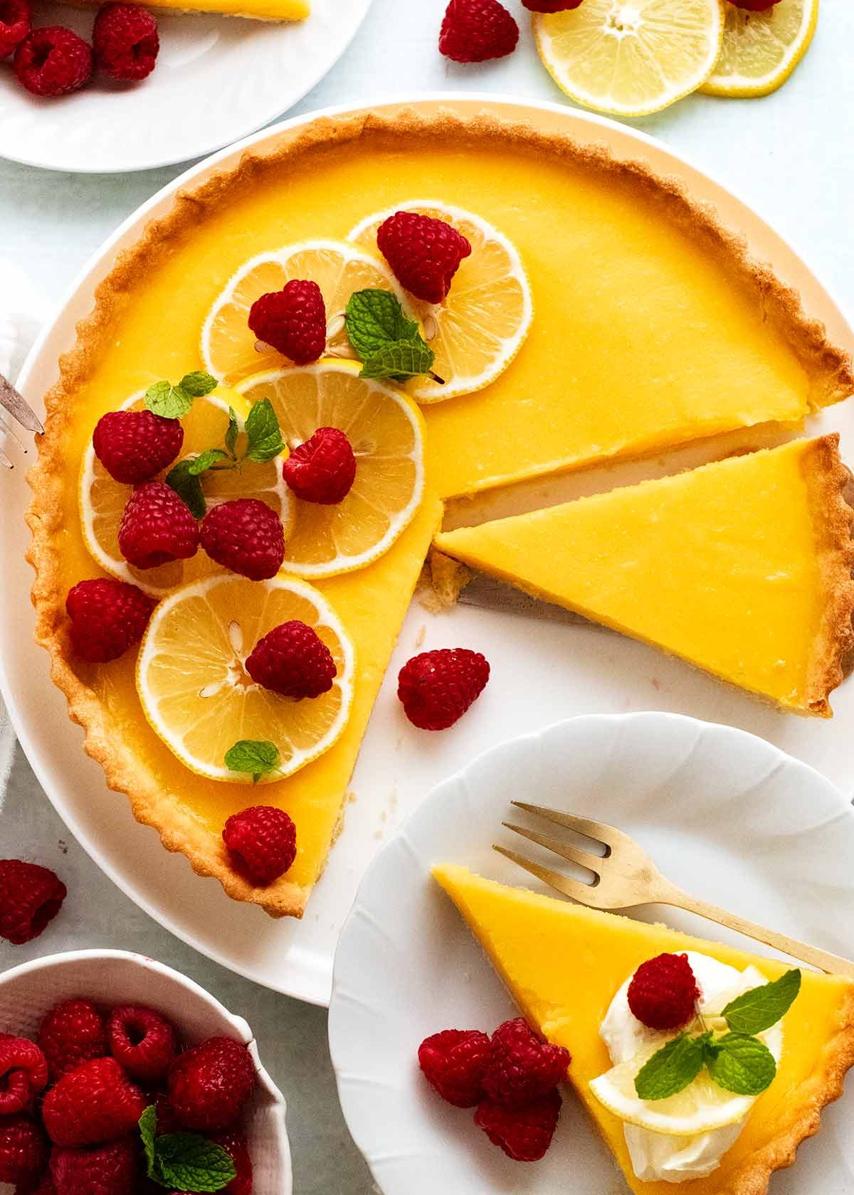 Citrus Zest Lemon Tart with Fresh Mint