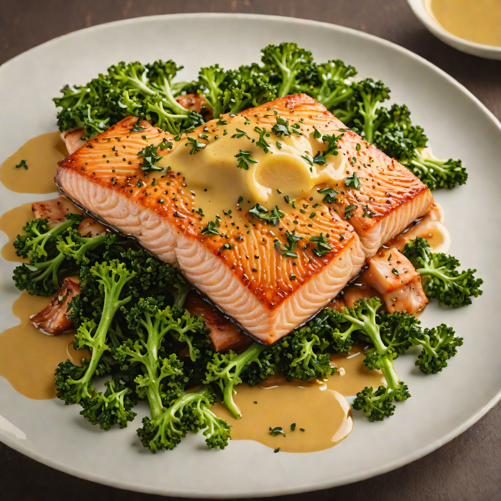 Pan-Seared Salmon with Honey-Mustard Glaze and Wilted Kale