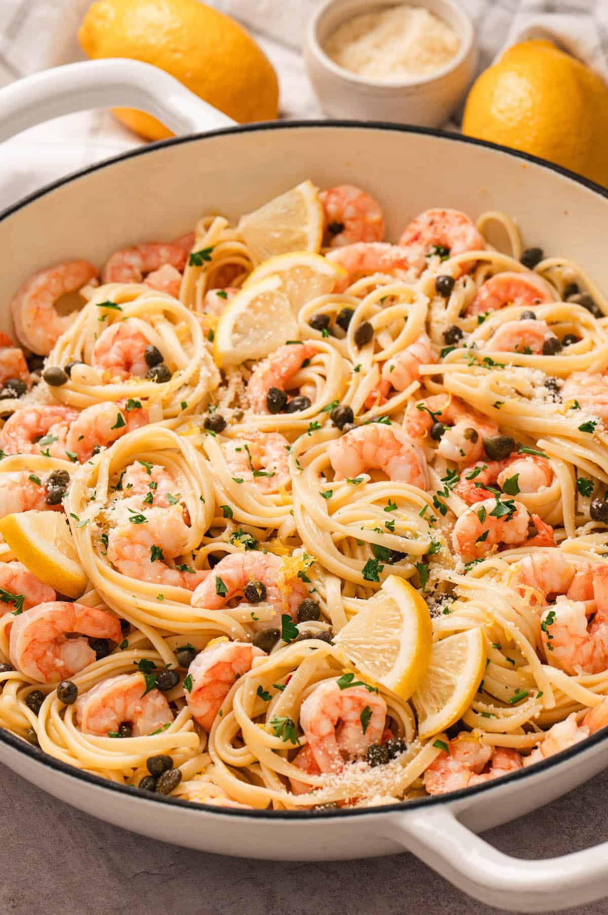 Lemon-Herb Lemon-Infused Shrimp Pasta with Capers