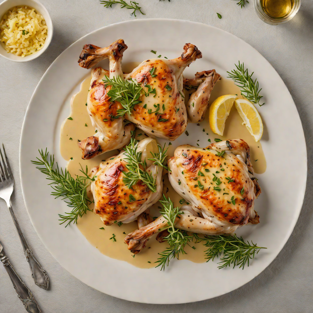 Pan-Roasted Chicken with Thyme and Lemon-Garlic Sauce