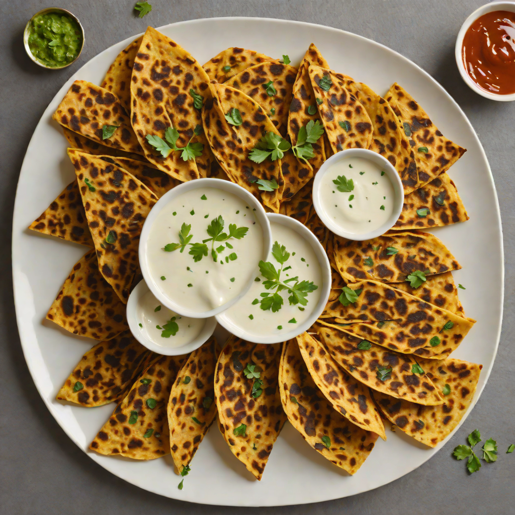 Pan-Fried Spiced Methi Thepla with Yogurt Dip