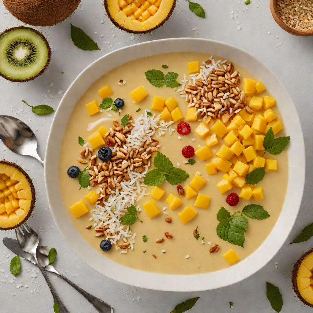 Half-and-Half Coconut Mango Smoothie Bowl