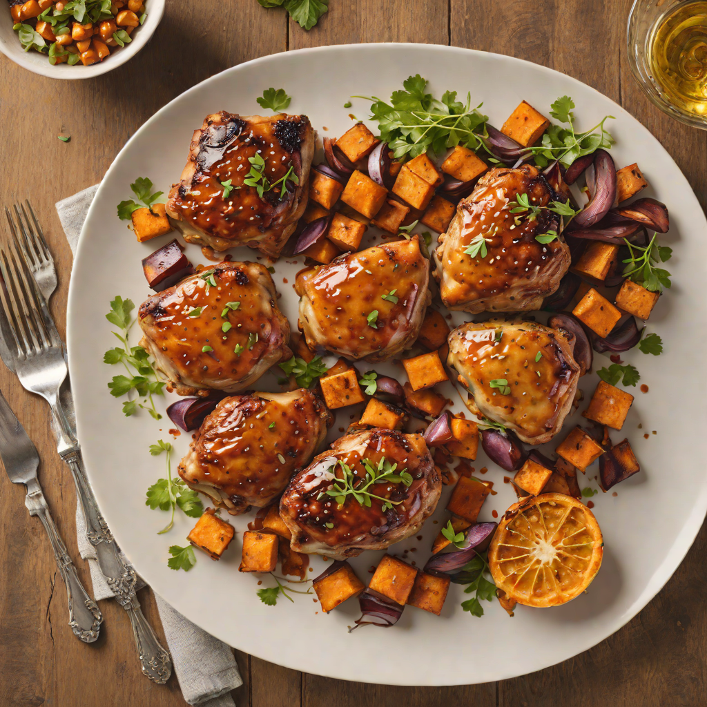 Spiced Maple-Glazed Chicken Thighs with Roasted Sweet Potatoes
