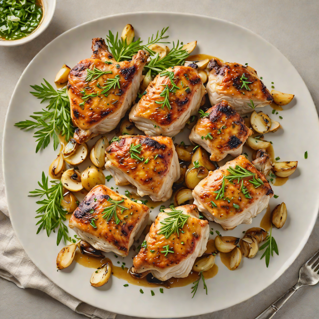 Pan-Seared Chicken Thighs with Roasted Garlic and Tarragon