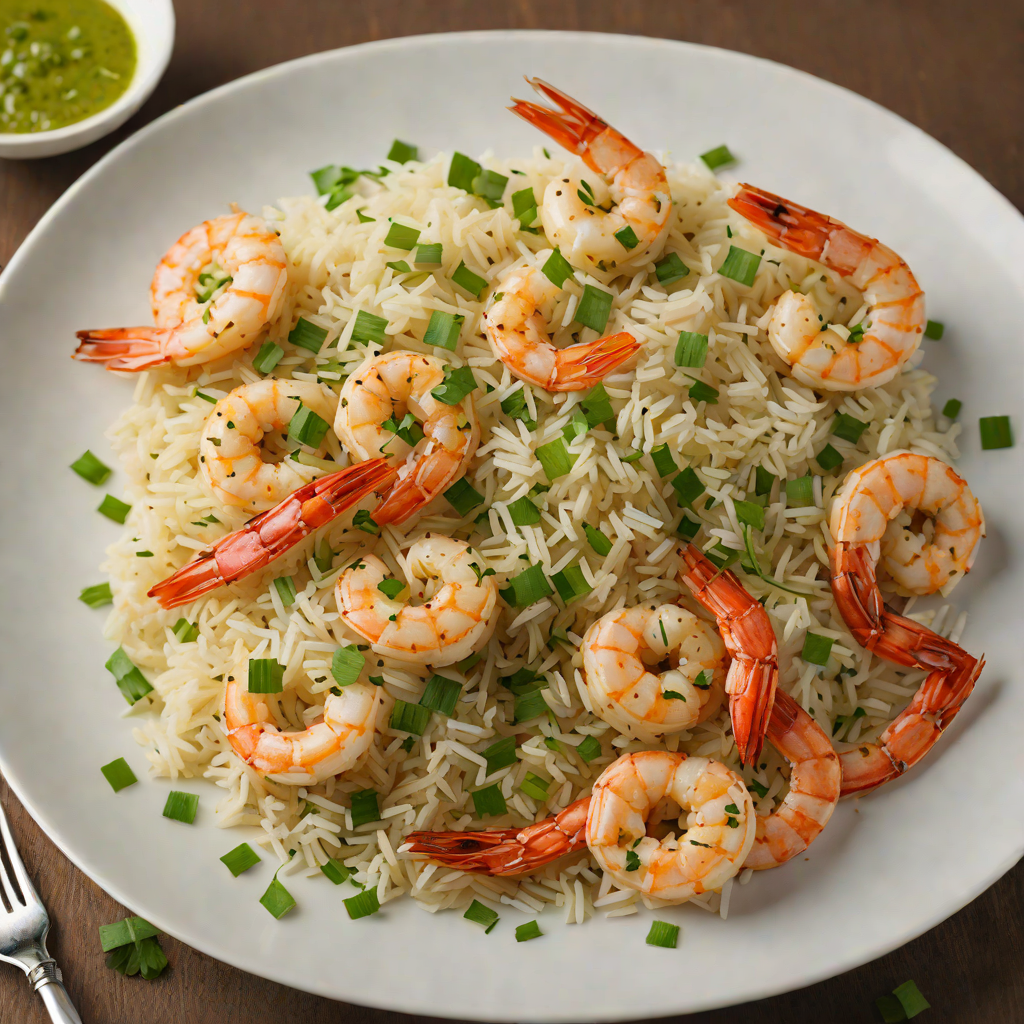 Sautéed Shrimp with Garlic Butter and Chive Rice