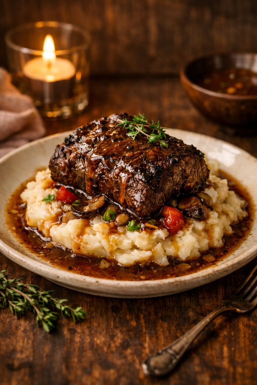 Slow-Roasted Kangaroo Rump with Wattleseed Rub and Red Wine Sauce