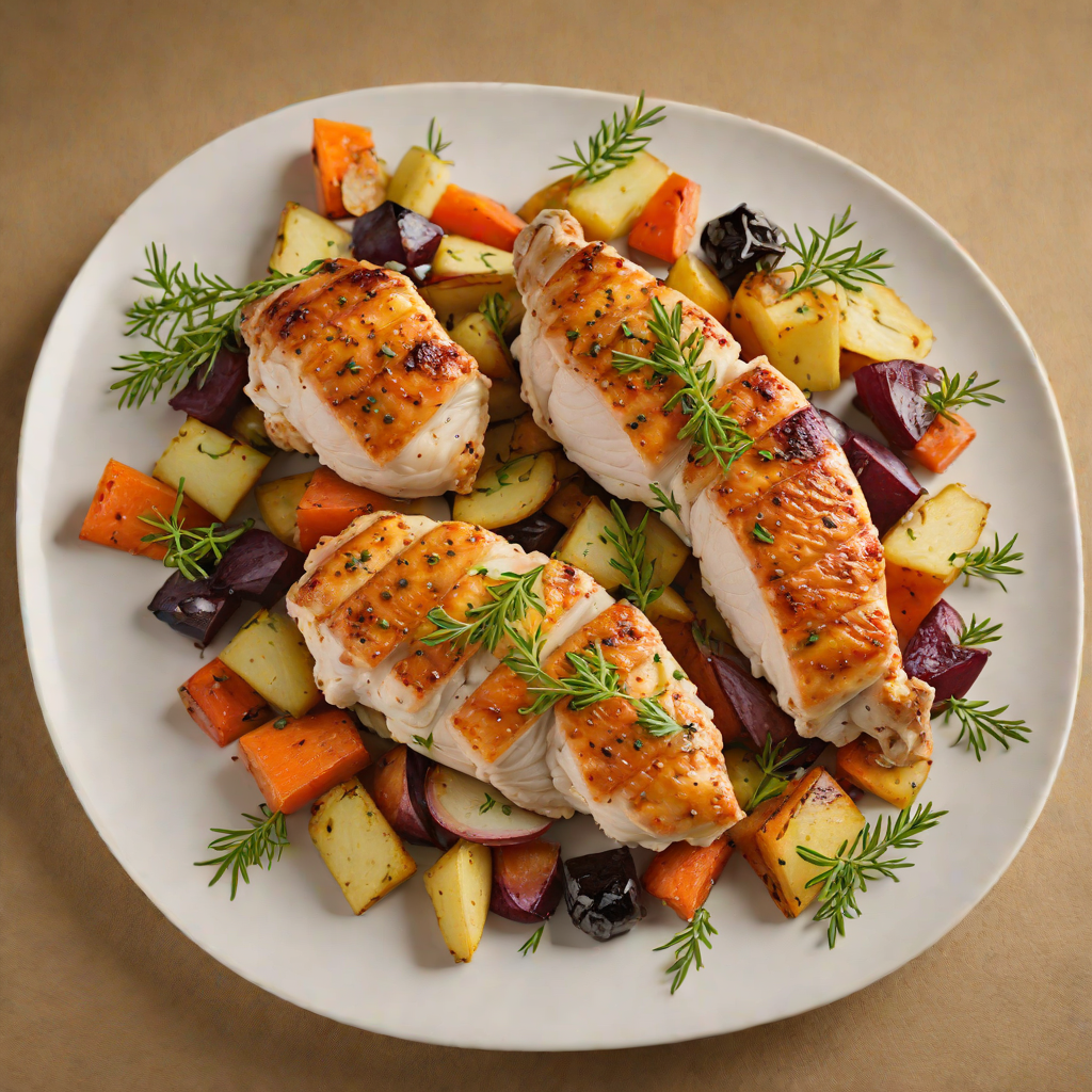 Pan-Seared Chicken with Medley of Roasted Root Vegetables