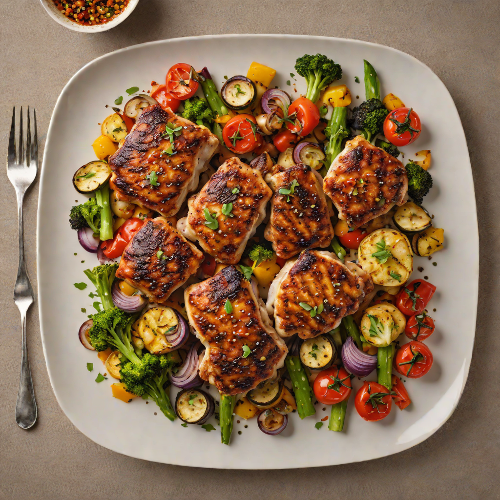 Grilled Hail-Spiced Chicken Thighs with Charred Vegetables