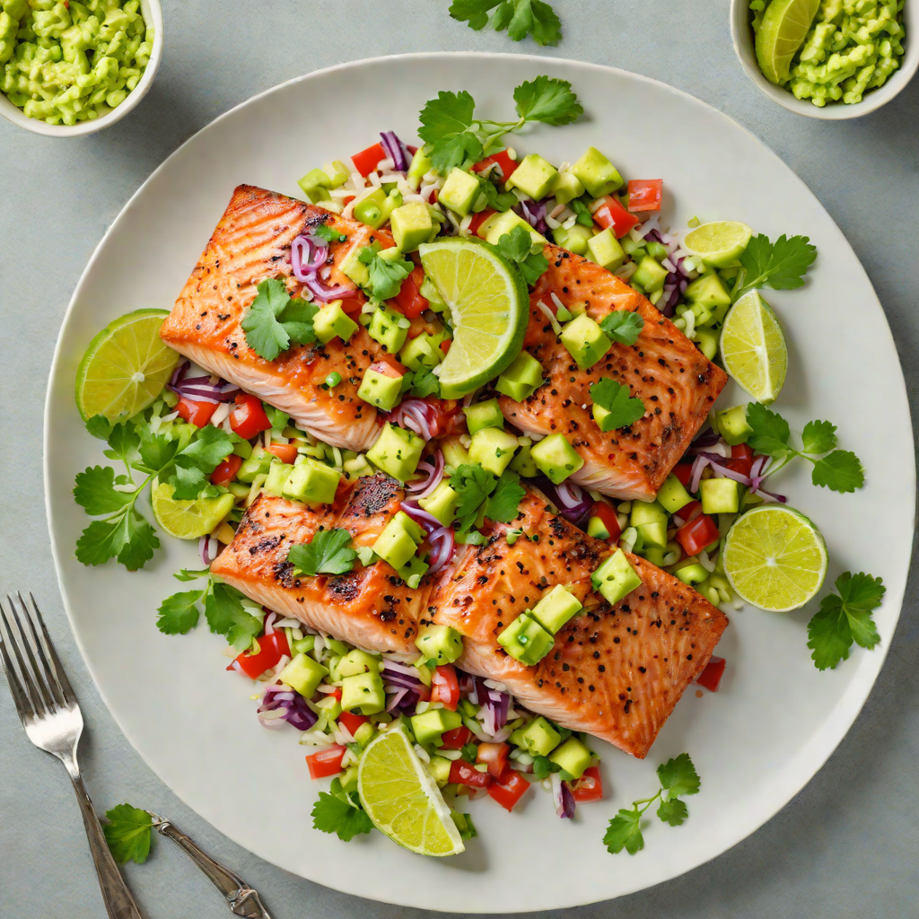 Pan-Seared Salmon with Lime Cilantro Avocado Salsa