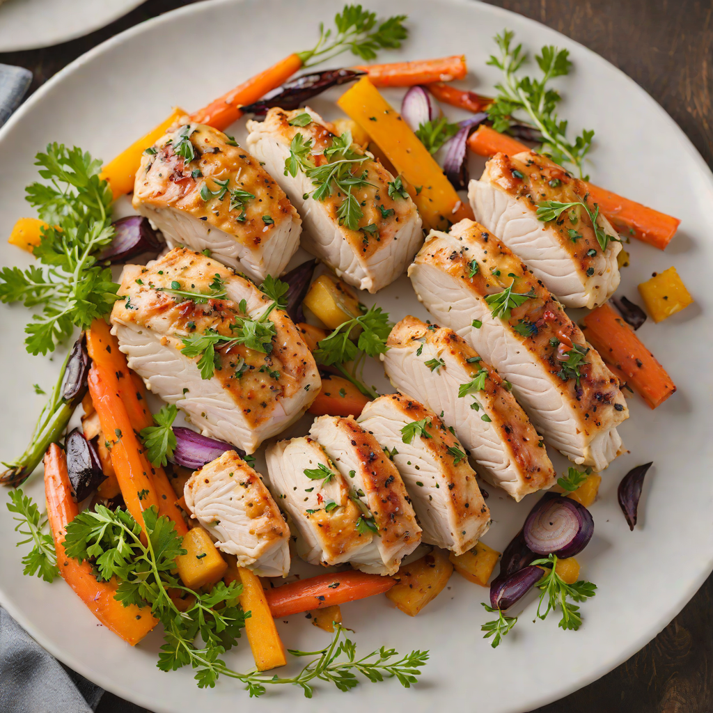 Sautéed Garlic Herb Chicken with Roasted Rainbow Carrots