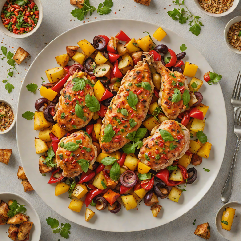 One-Pan Spanish Chicken with Roasted Potatoes and Peppers