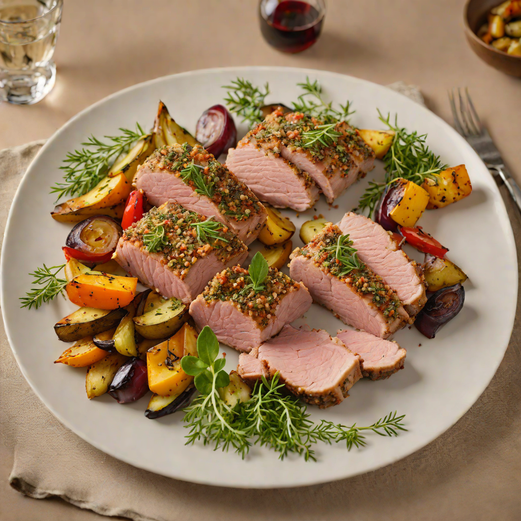 Baked Herb-Crusted Pork Tenderloin with Roasted Vegetables