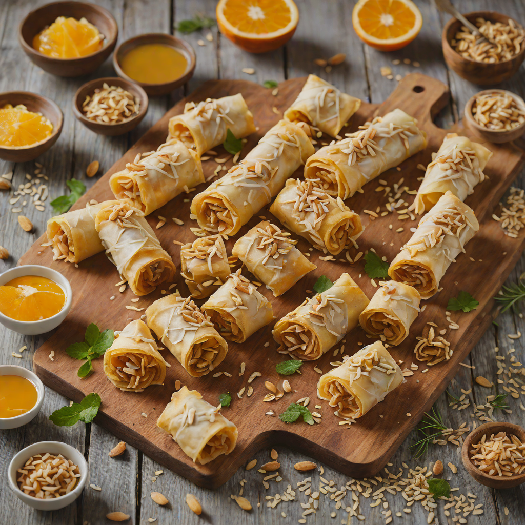 Honey Almond Phyllo Rolls with Orange Zest