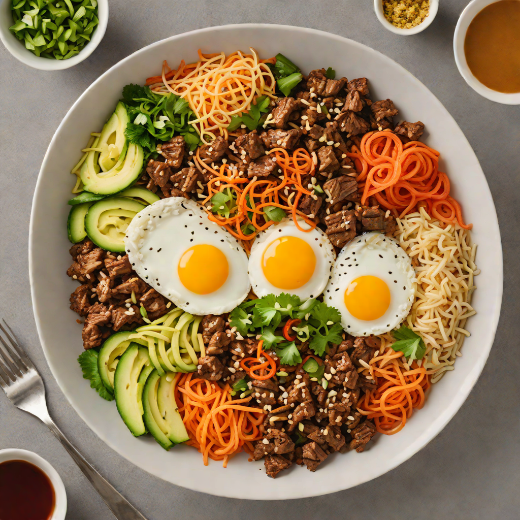 Spicy Korean-Style Beef Bibimbap Bowl