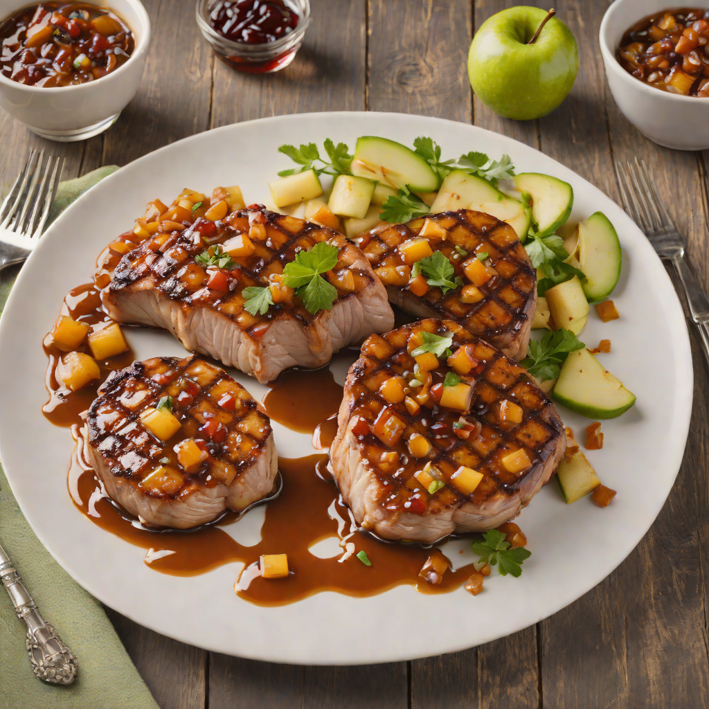 Bourbon-Glazed Grilled Pork Chops with Apple Chutney
