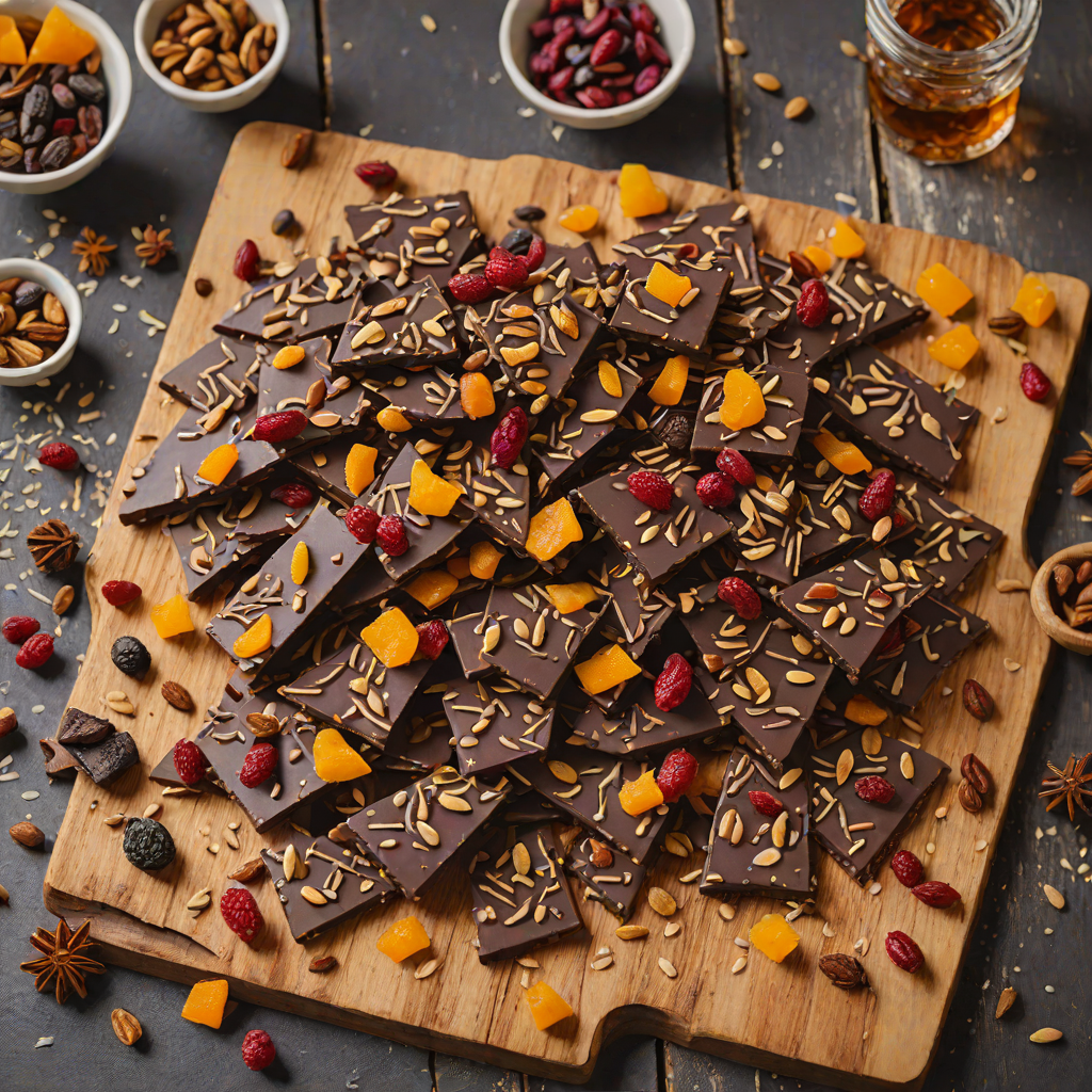 Bourbon-Spiced Dark Chocolate Bark with Dried Fruit