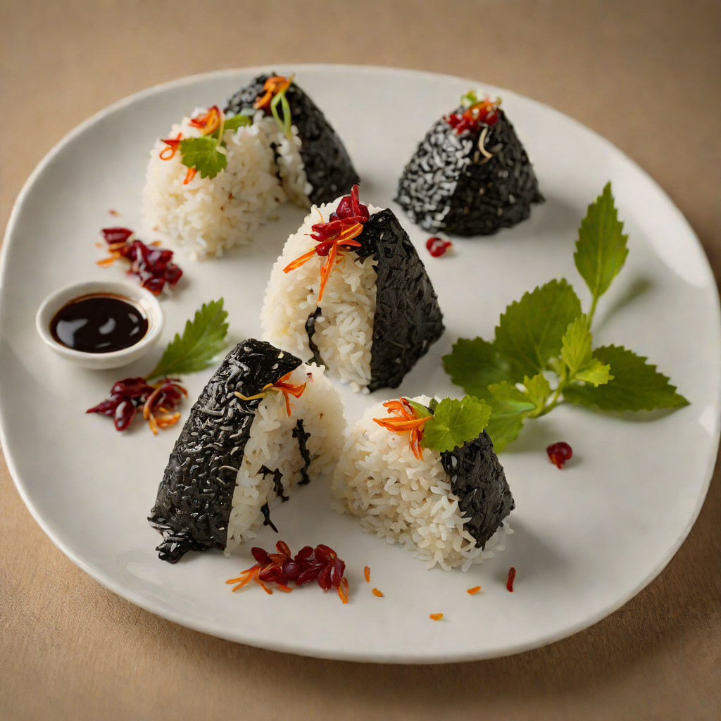 Spiced Seaweed and Rice Onigiri with Pickled Plum Filling