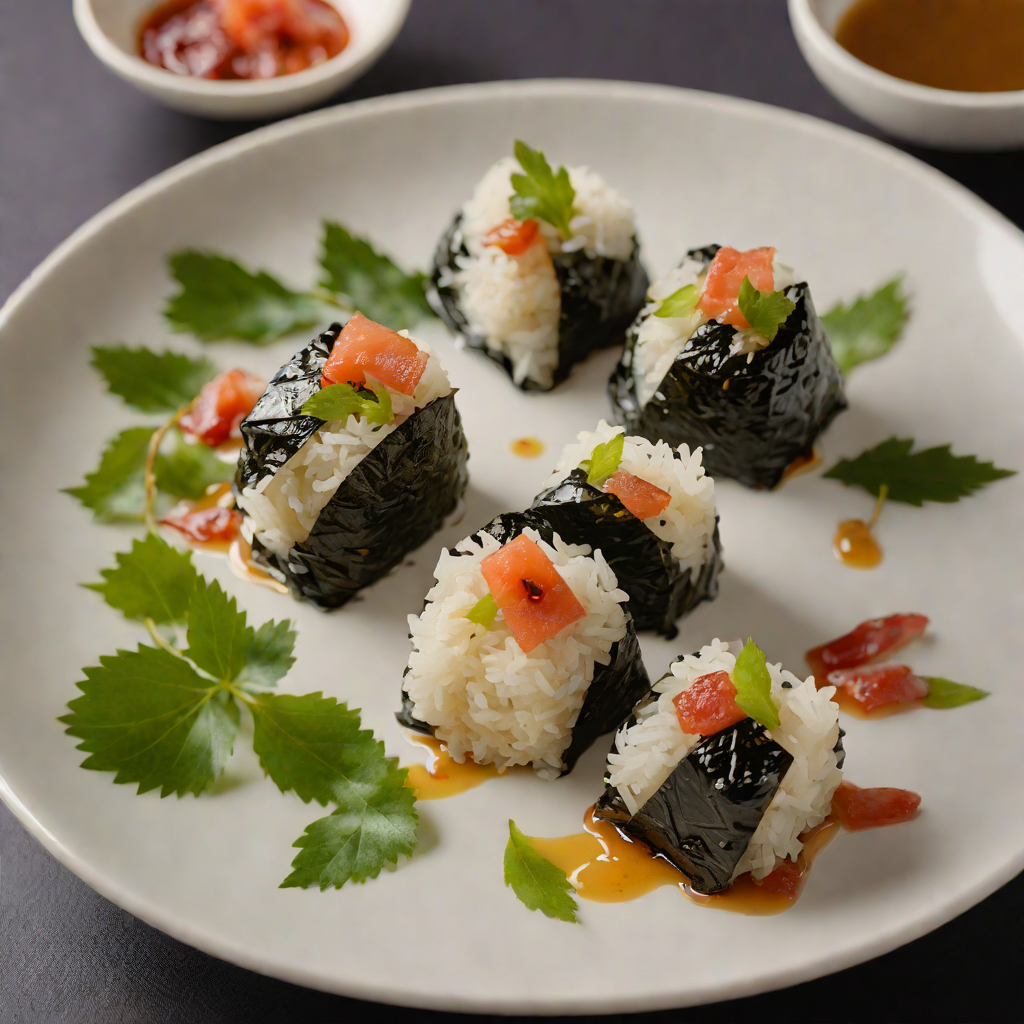 Seaweed-Wrapped Sticky Rice Onigiri with Pickled Plum Filling