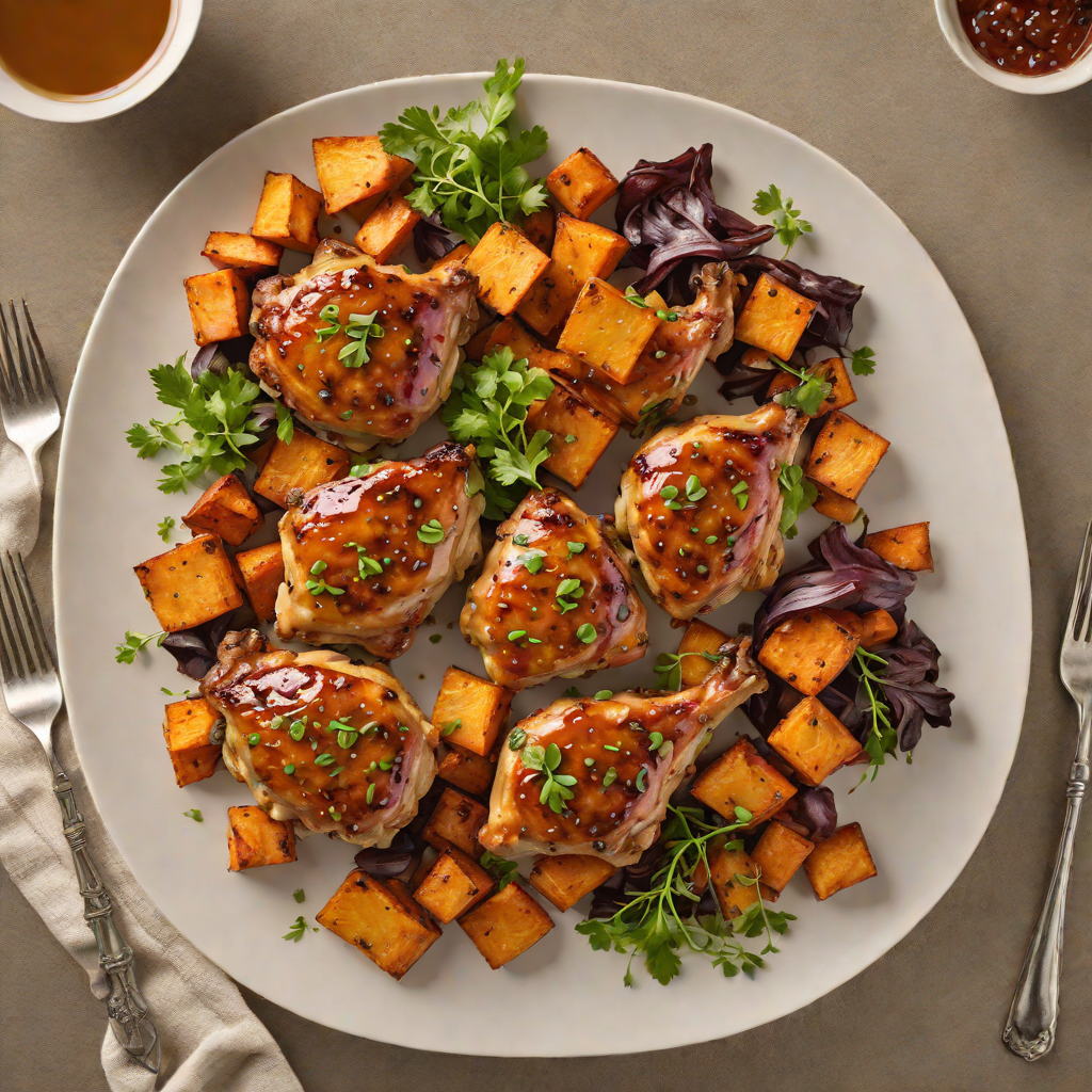 Honey-Garlic Glazed Chicken Thighs with Roasted Sweet Potatoes
