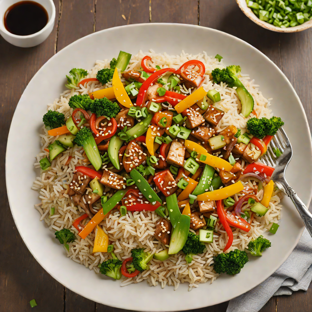 Vegetable Stir-Fry Rice Bowl with Tangy Soy-Ginger Sauce
