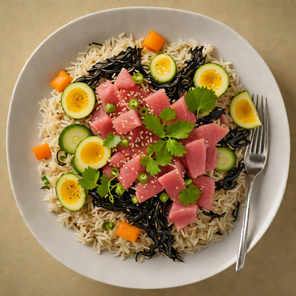 Spicy Seaweed and Tuna Rice Bowl with Pickled Ginger