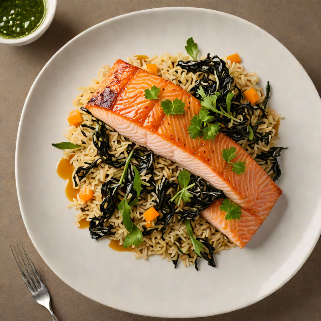 Pan-Seared Miso Salmon with Seaweed Rice