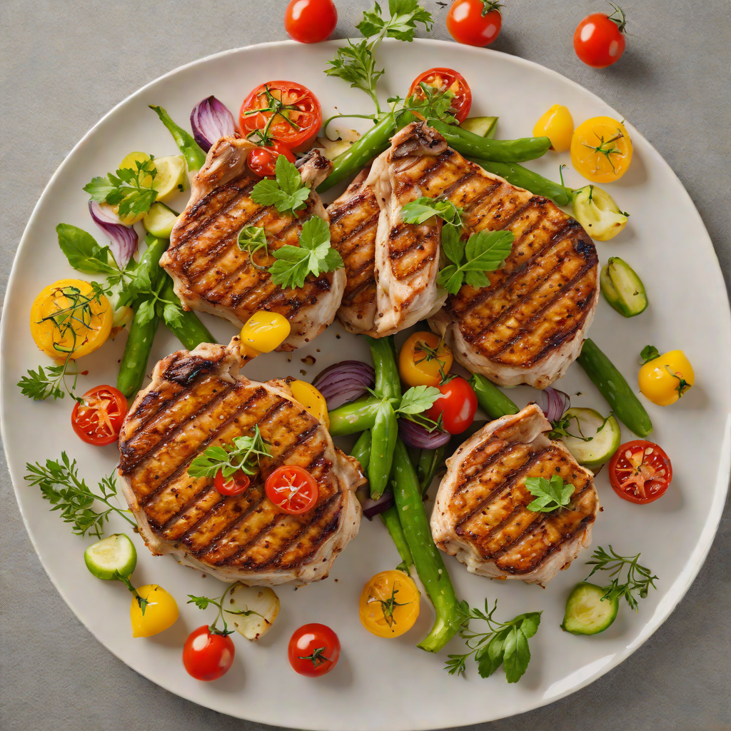 Grilled Herb-Marinated Pork Chops with Summer Vegetables