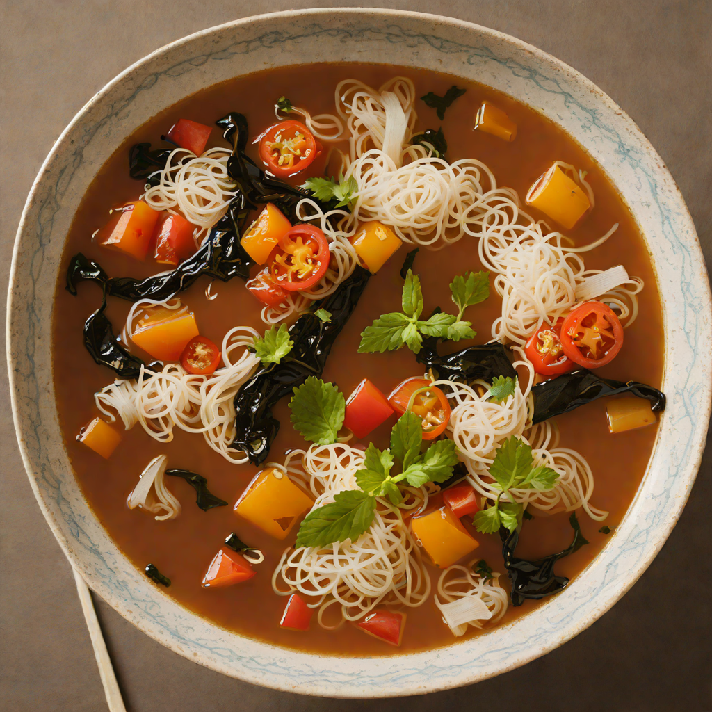 Slow-Simmered Tomato and Seaweed Broth with Rice Noodles