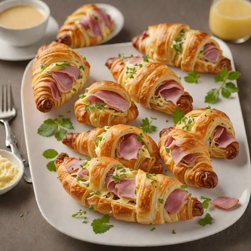 Baked Ham and Cheese Croissant Boats