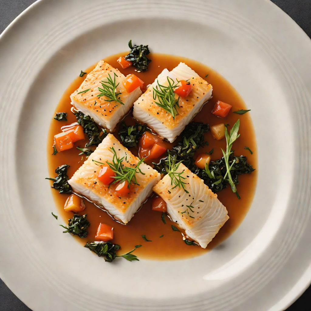 Pan-Seared Cod with Spicy Tomato and Seaweed Broth
