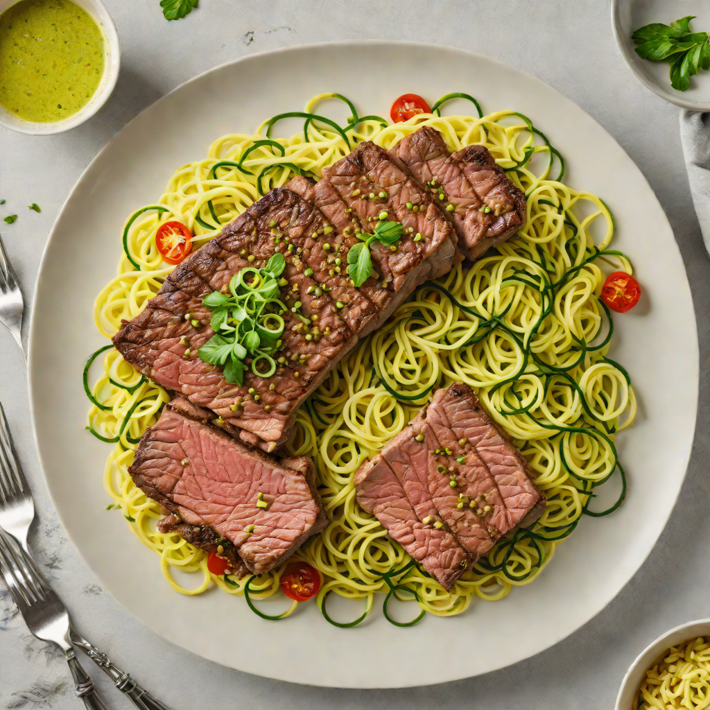 One-Pan Garlic Butter Steak with Zucchini Noodles