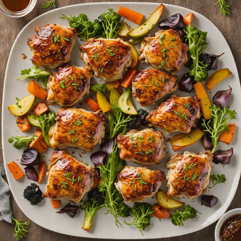 Sheet Pan Half-Honey Glazed Chicken Thighs with Roasted Vegetables
