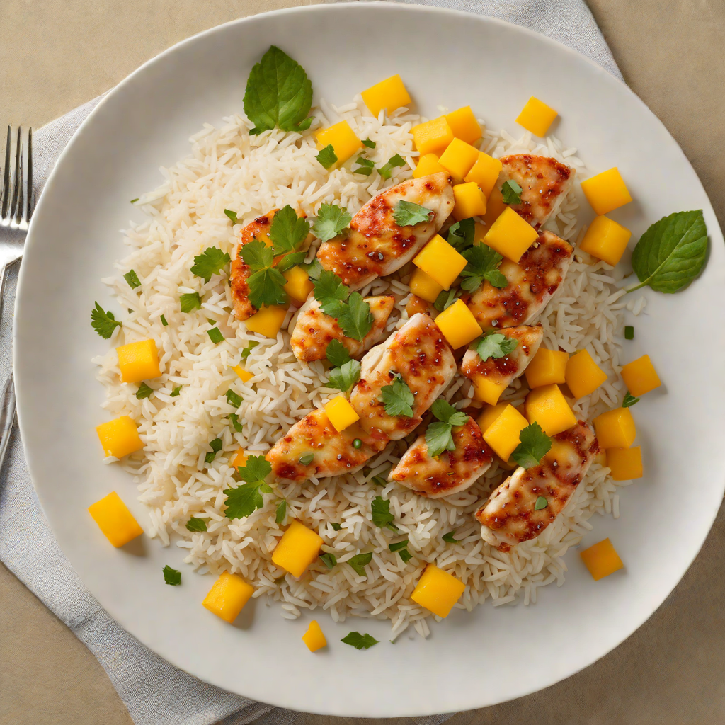 Sautéed Chicken with Mango and Coconut Rice