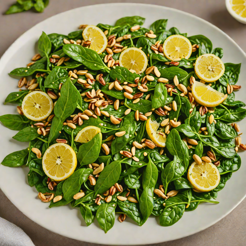 Sautéed Garlic Lemon Spinach with Toasted Pine Nuts
