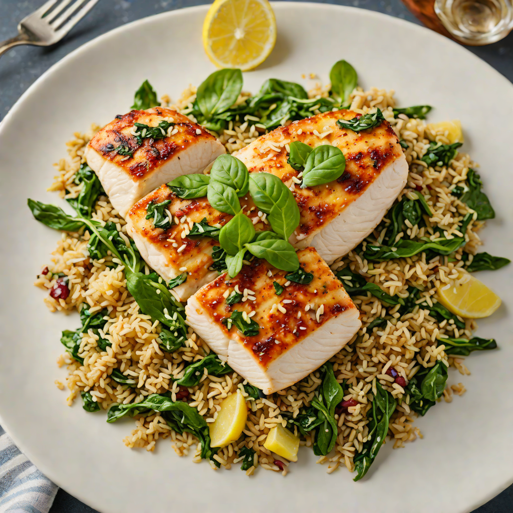 Pan-Seared Chicken Breast with Garlic Spinach and Quinoa