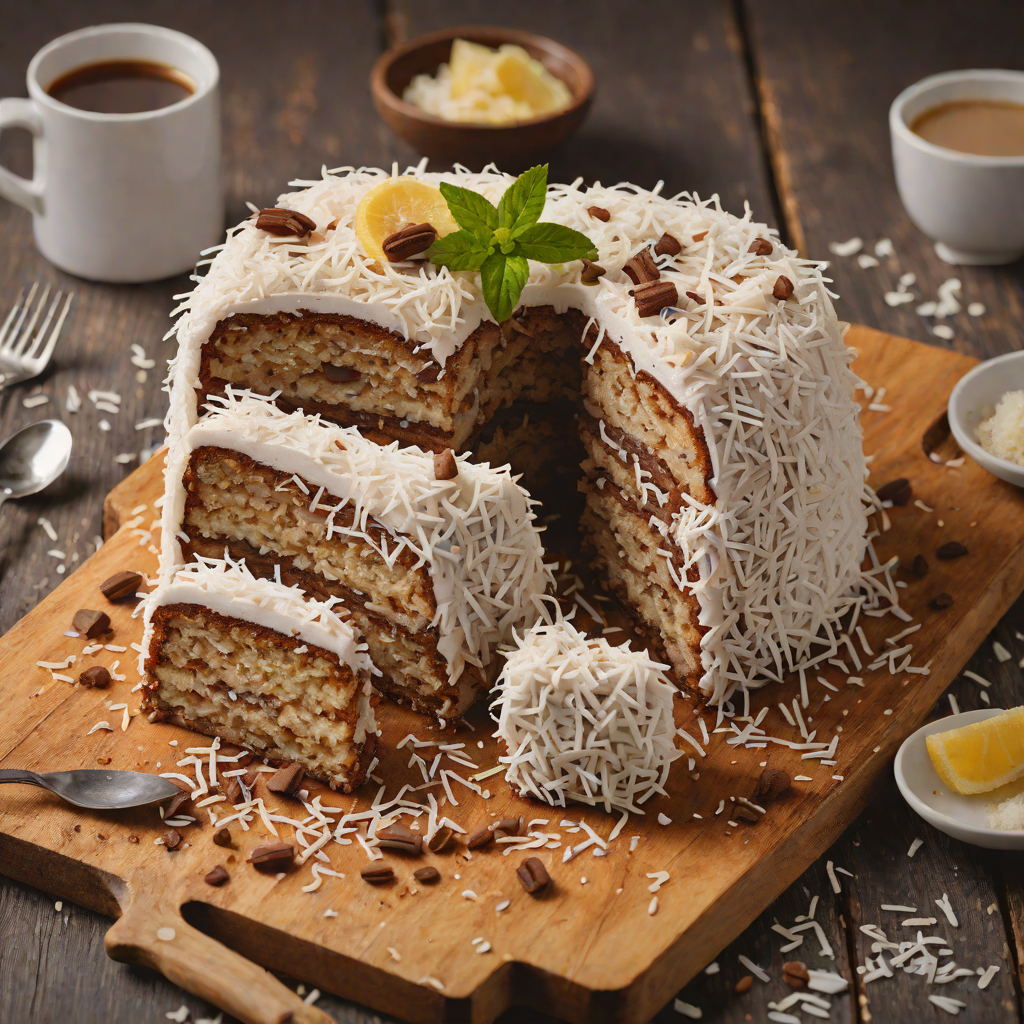 Espresso-Infused Lamington Cake with Coconut Glaze