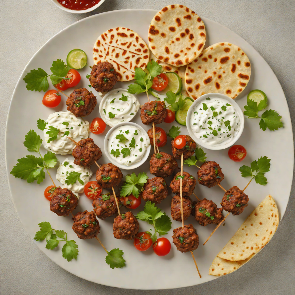 Spiced Beef and Lamb Kofta with Tzatziki and Pita