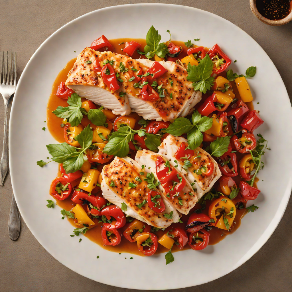 Pan-Seared Chicken with Romesco and Roasted Peppers