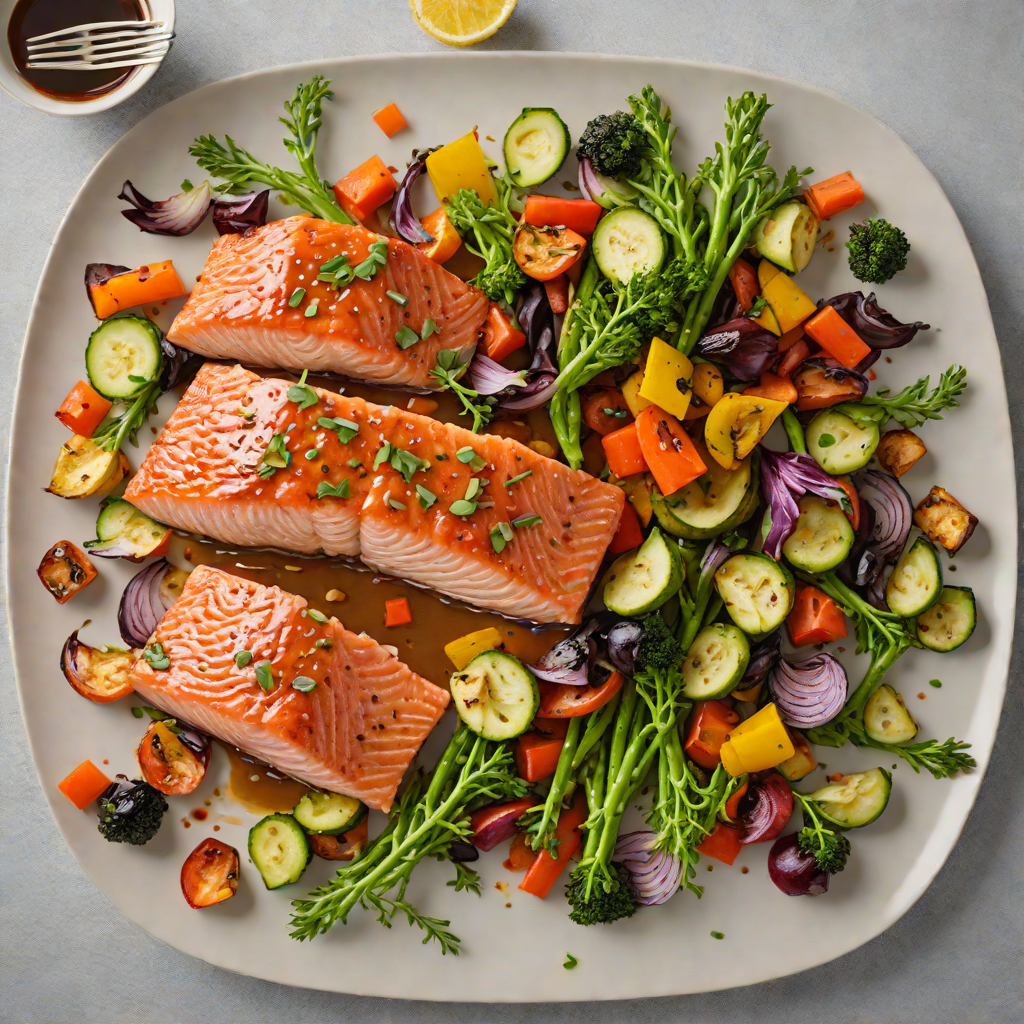 Sheet Pan Soy-Ginger Glazed Salmon with Roasted Vegetables