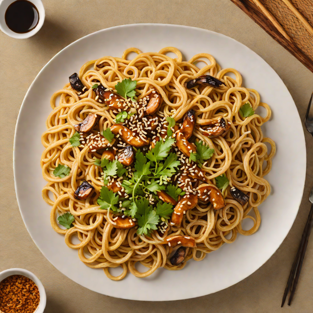 Stir-Fried Udon Noodles with Shiitake Mushrooms and Miso-Ginger Sauce