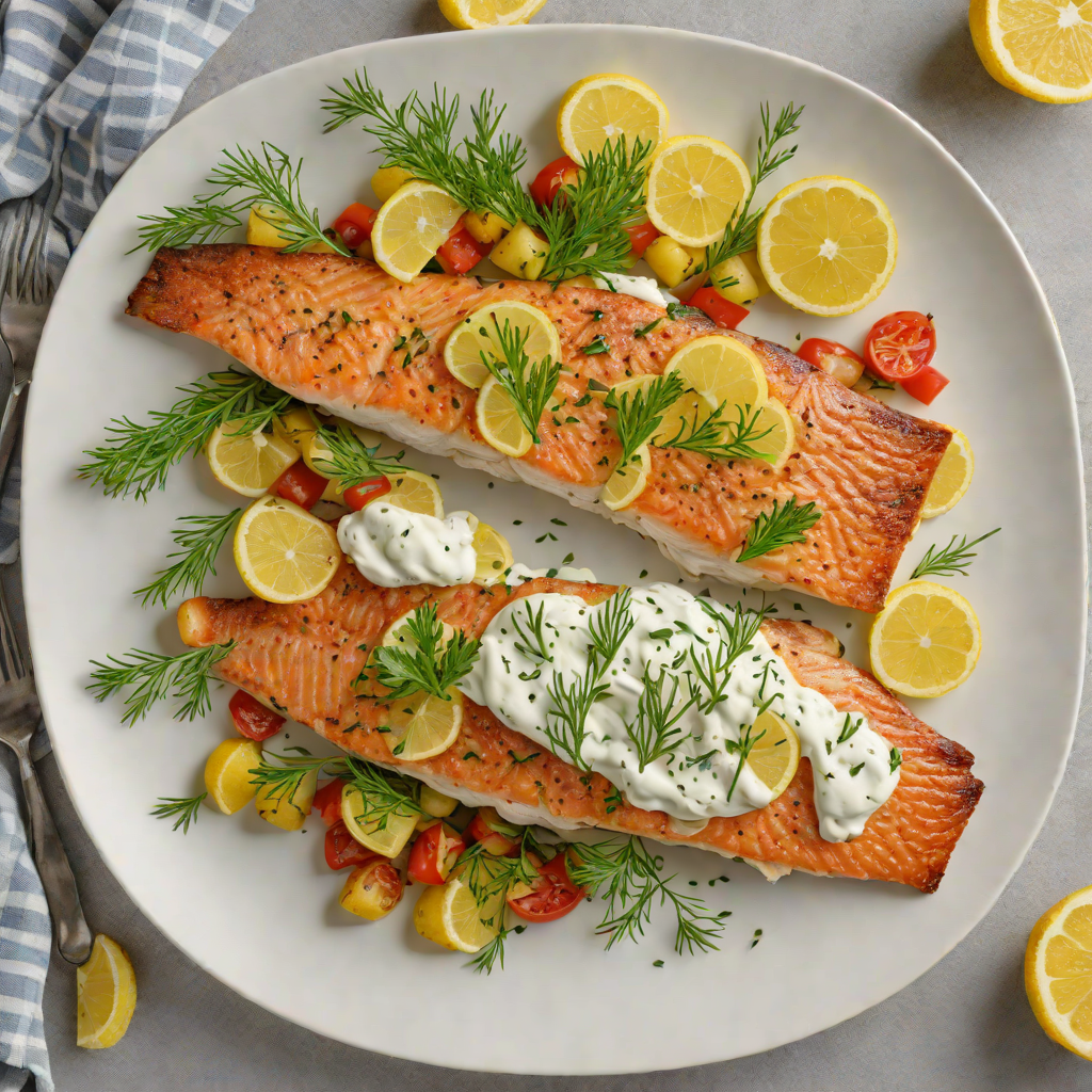 Pan-Seared Trout with Lemon-Dill Yogurt Sauce